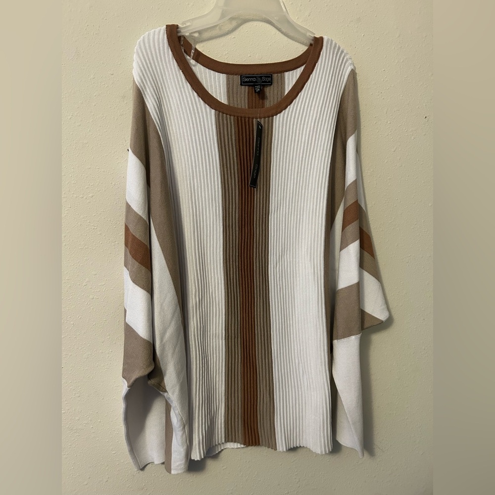 Sienna and sage Women's Striped White and Brown Top